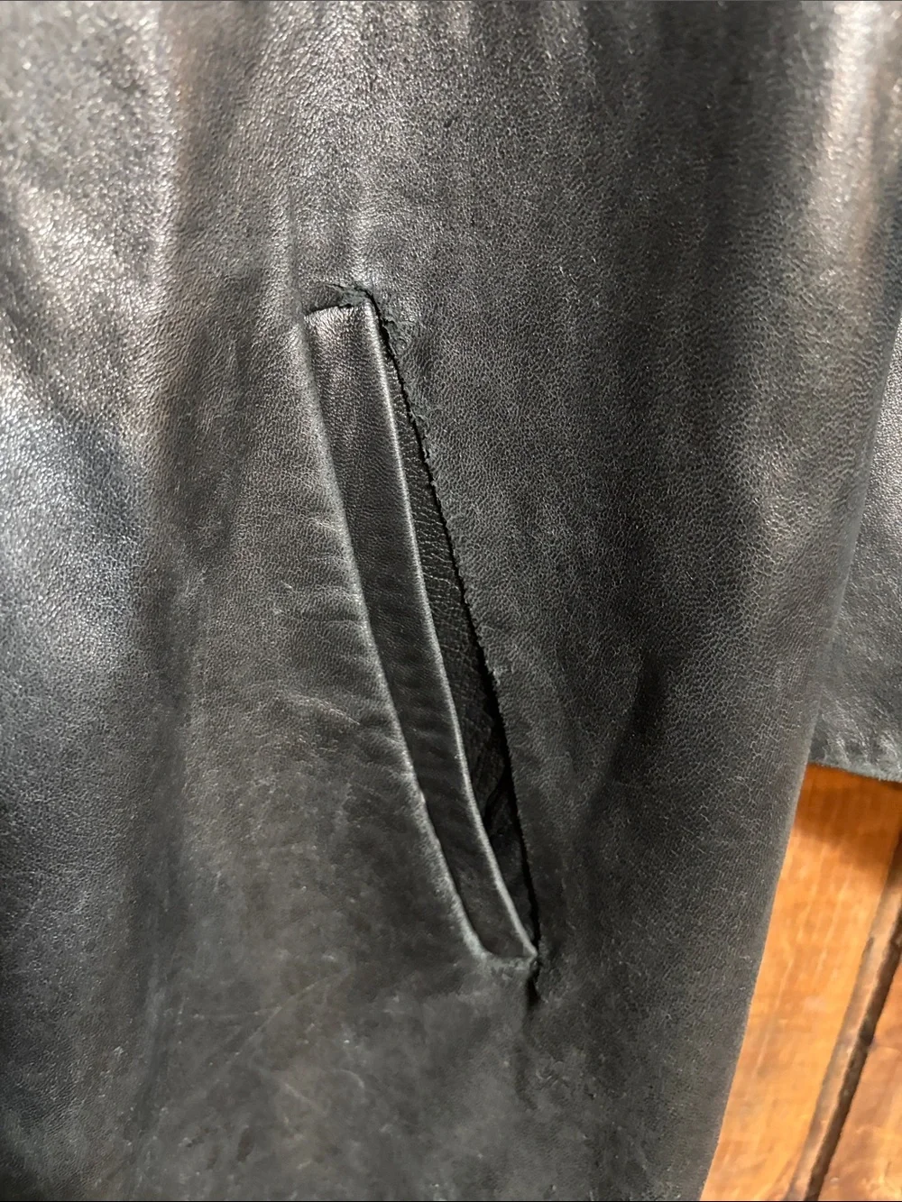 Classic Black Talbots Leather Coat - Women's Button Front Jacket